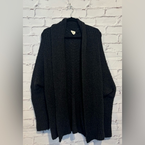 Sleeping on Snow Merino wool Dark Gray Slouchy open front Cardigan Size Small - Picture 1 of 7